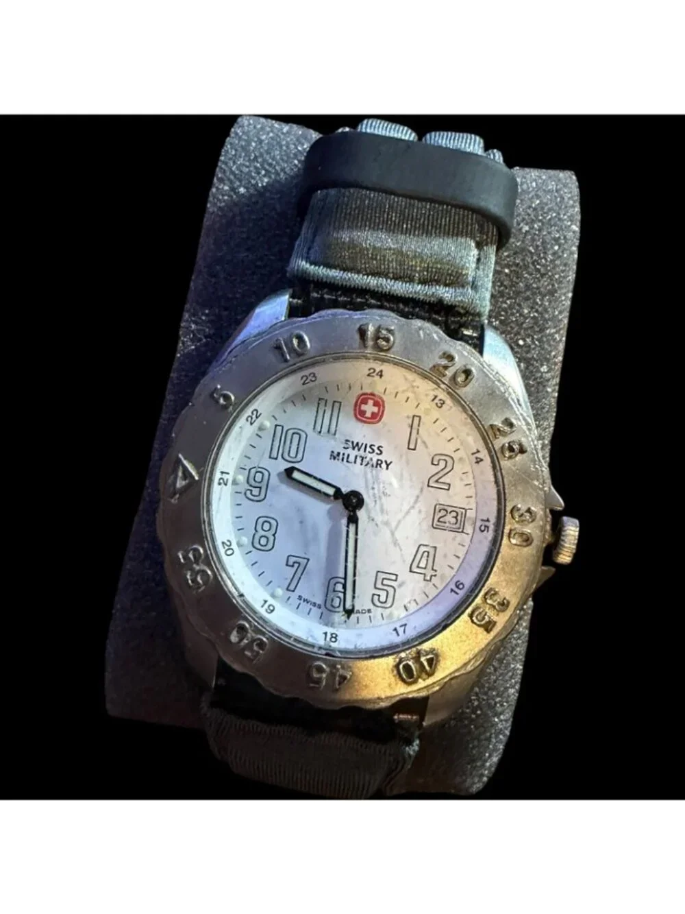 Swiss Military Mens Analog Watch With Date Display & Fabric Strap